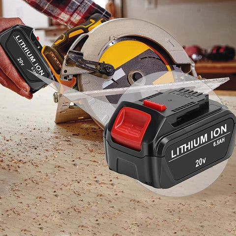JYJZPB battery powering a DeWalt tool during a project.