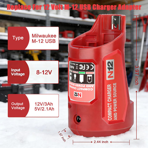 JYJZPB LED charging indicator on M-12 adapter for real-time status.