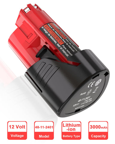 JYJZPB Milwaukee M12 top-view battery shows compact design.