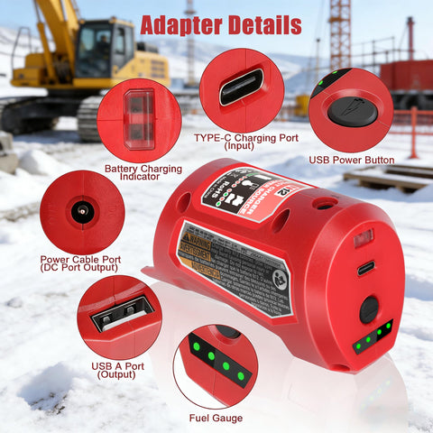 JYJZPB USB and DC ports on M-12 adapter enable versatile device powering.