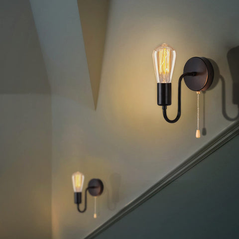 JZCDR vintage pull chain wall sconce hardwired installation offers clean, seamless wiring.