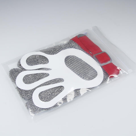 JZD anti-cutting gloves red, side view with comfortable fit and wrist coverage.