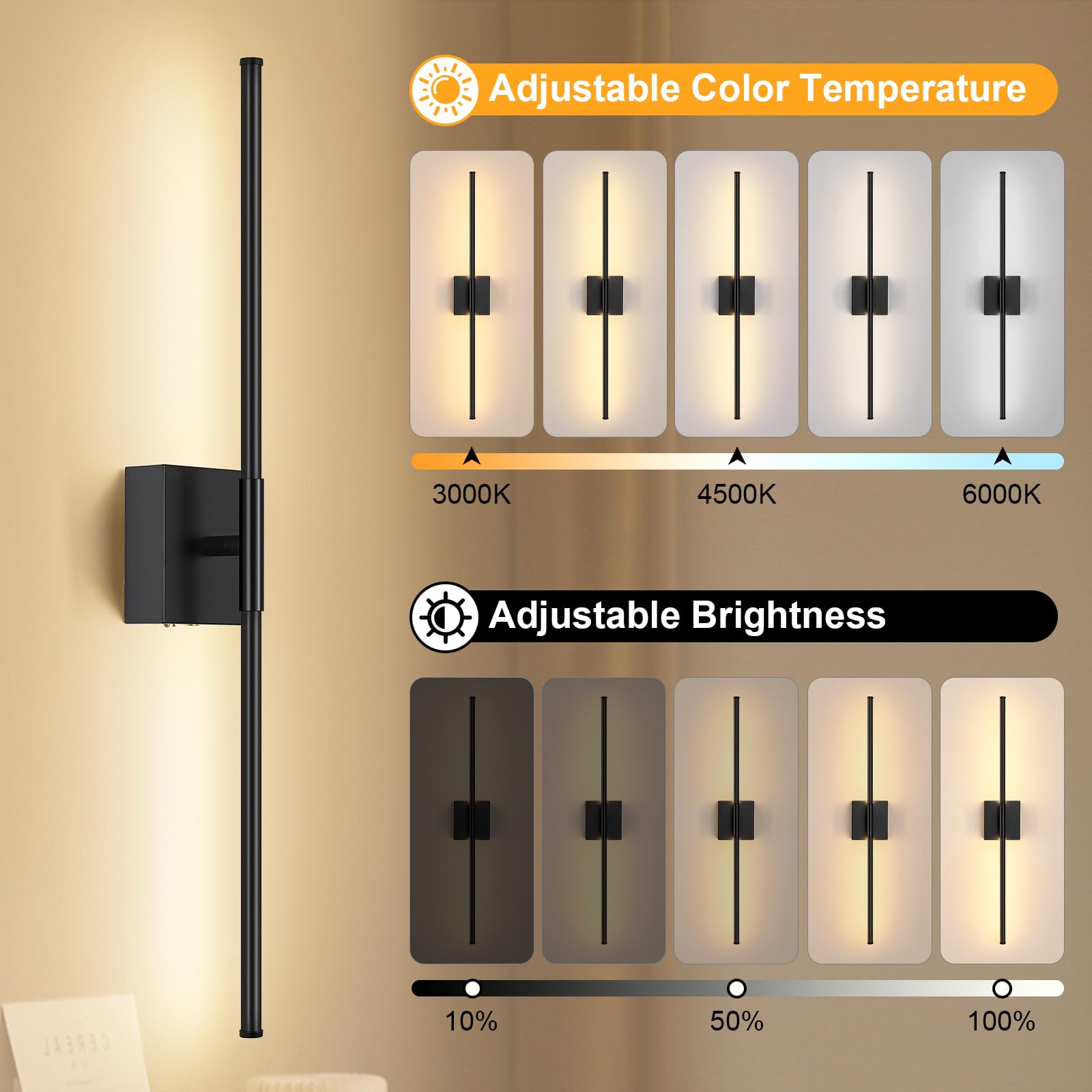 JZEKVN 350-degree rotation wall sconce for flexible lighting