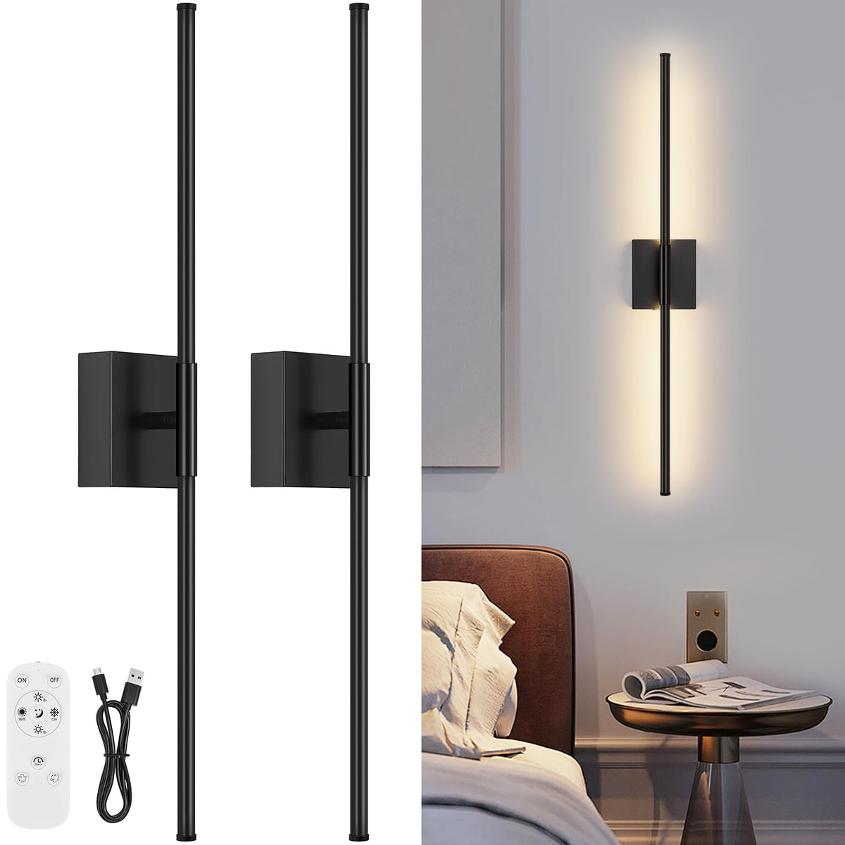 JZEKVN battery-operated wall sconce with remote control for easy lighting anywhere