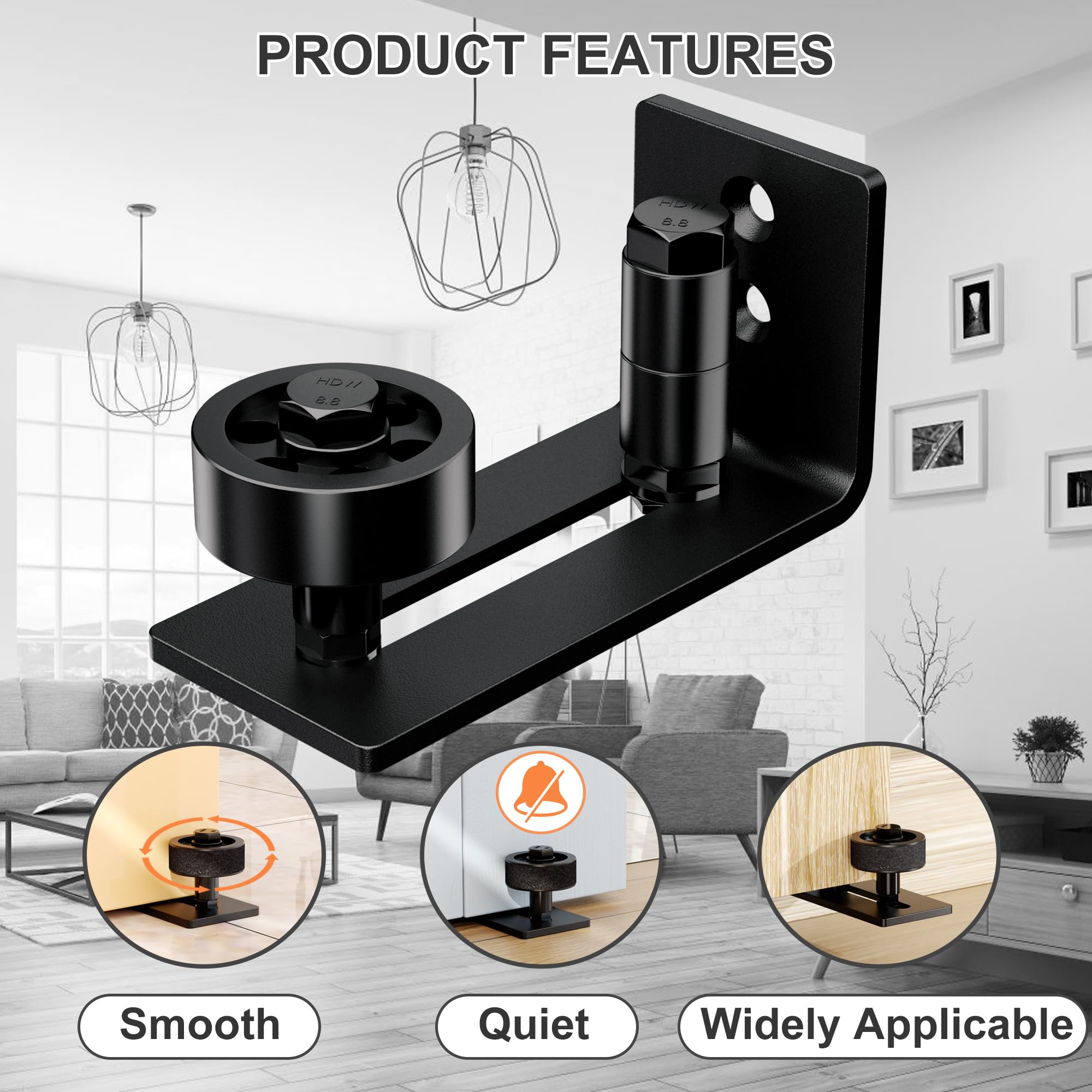JZVXX flush bottom design hides hardware for a clean floor look