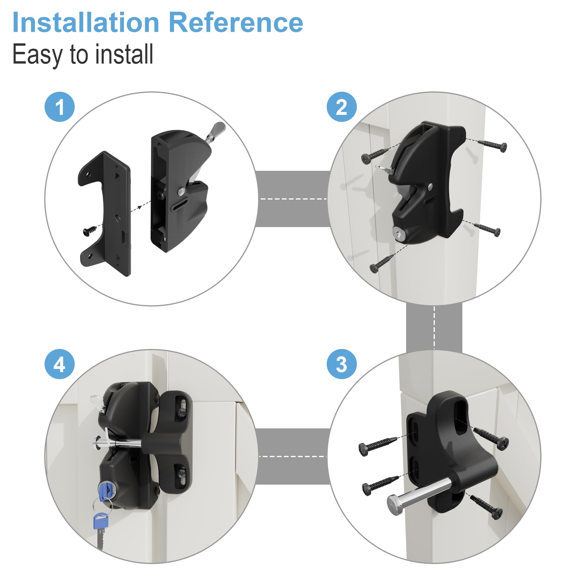 JZVXX black finish latch adds a sleek weather-ready look.