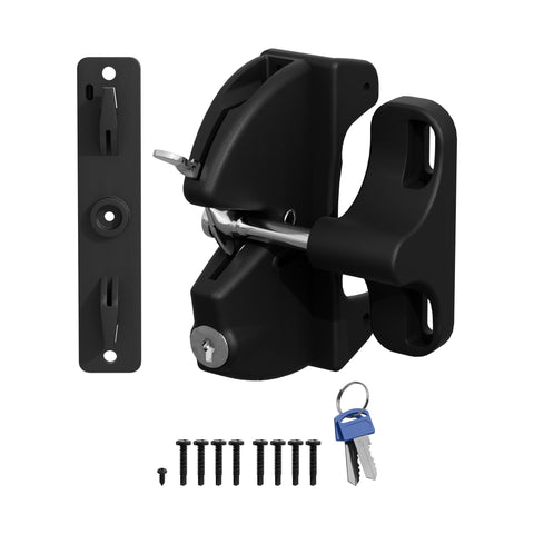 JZVXX self-locking gate latch shows a secure locking mechanism for outdoor gates.
