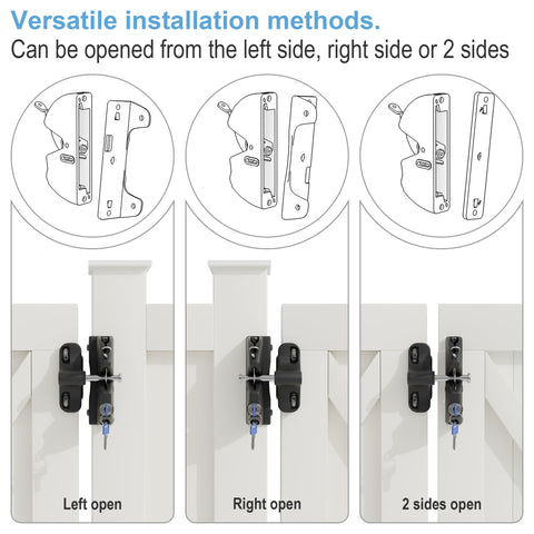 JZVXX versatile gate latch fits metal, wood, and vinyl gates.