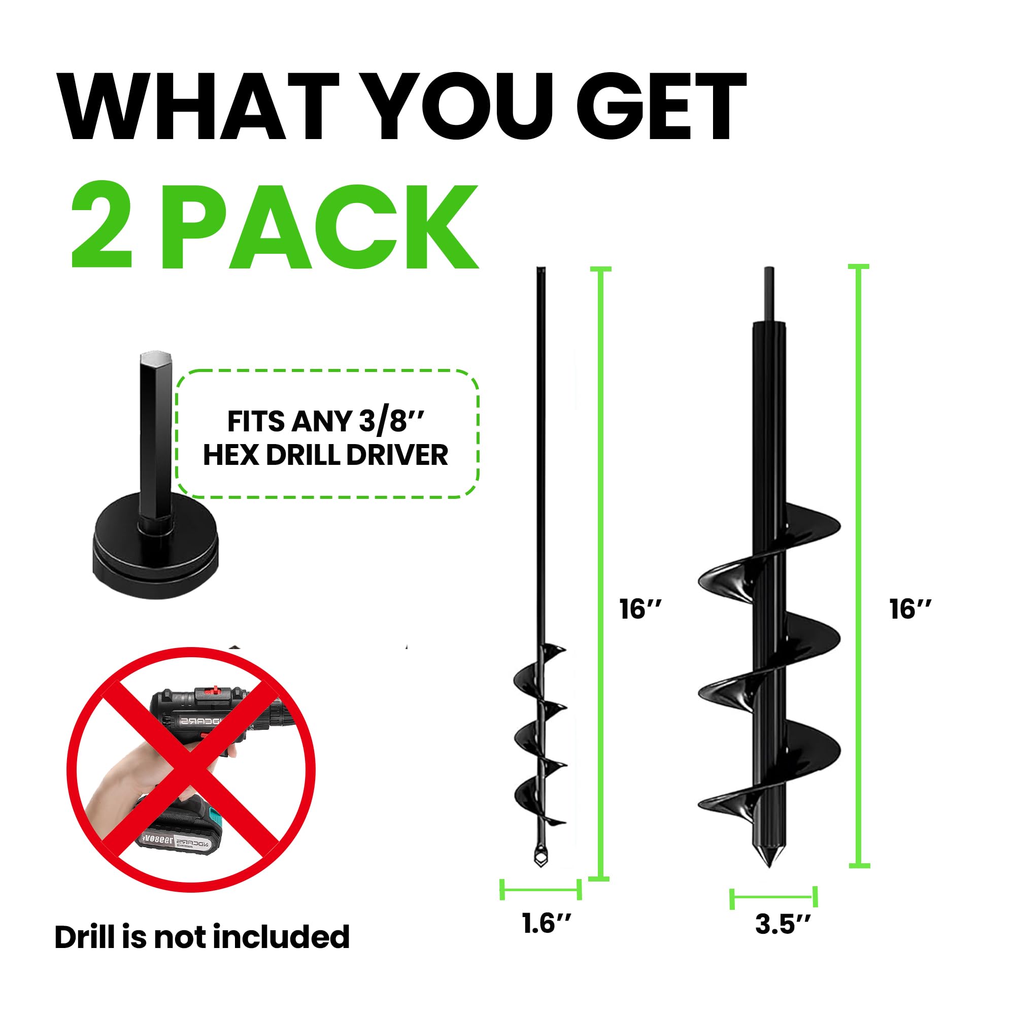 K-Brands auger bits create deeper planting holes with 3.5x16 size.