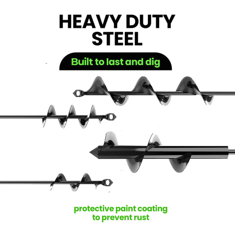 K-Brands auger drill bit in soil demonstrates effortless hole digging for posts.