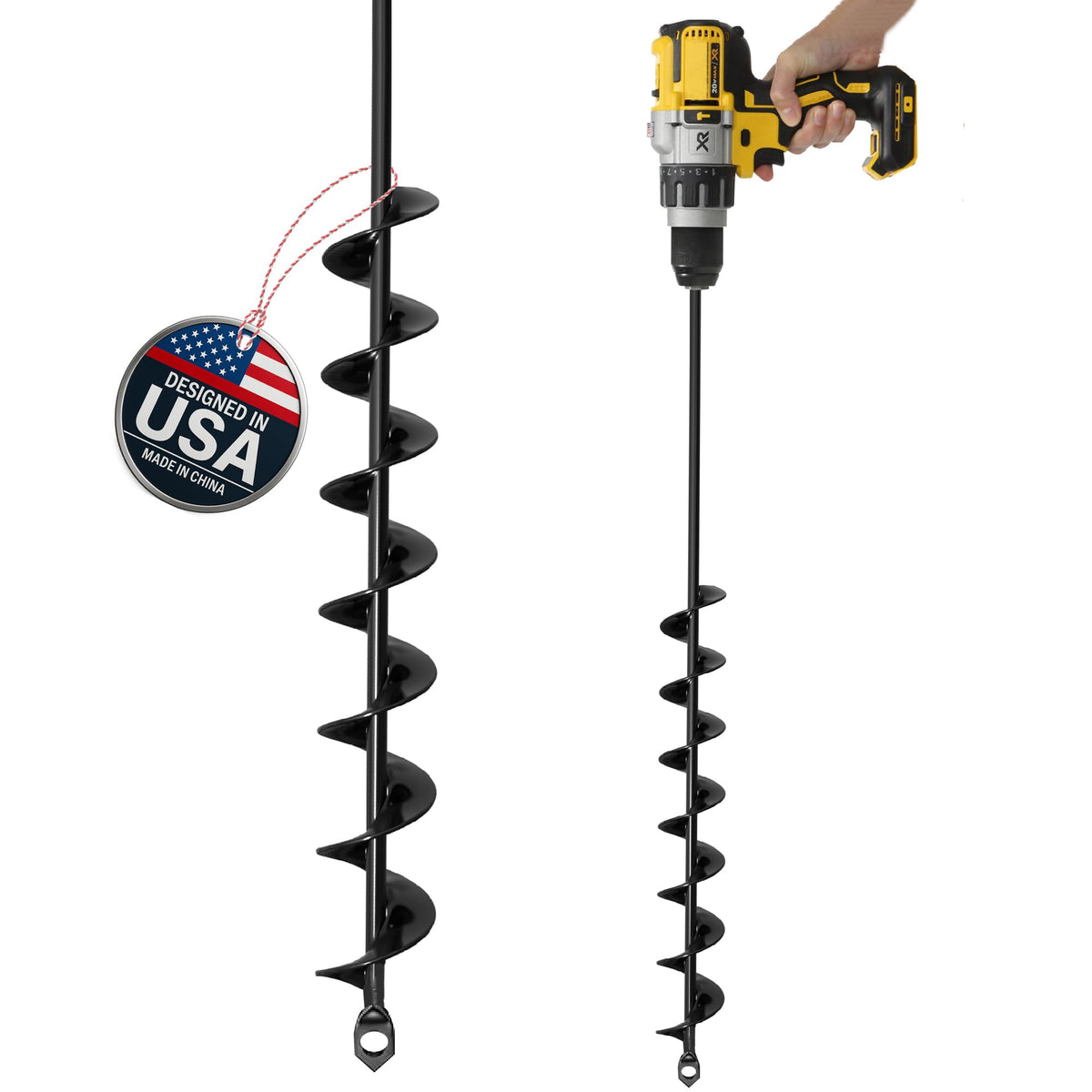 K-Brands auger drill bit for planting creates clean 32-inch holes.