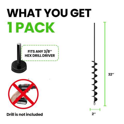 K-Brands extended 32-inch auger reduces bending during digging.
