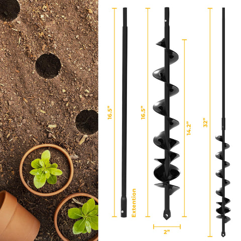 Extension in use for deeper, back-friendly digging with K-Brands auger
