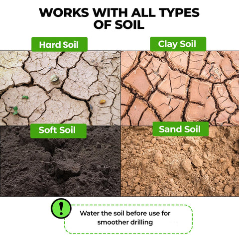 K-Brands seven-spiral-blades bore through soil, sand, and clay.