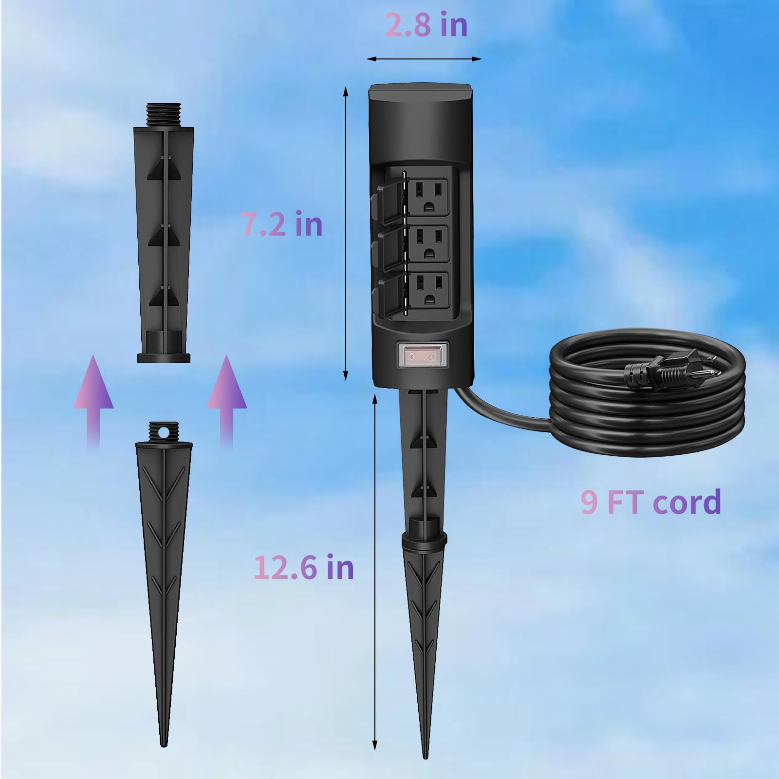 K KASONIC black weatherproof stake blends with outdoor spaces