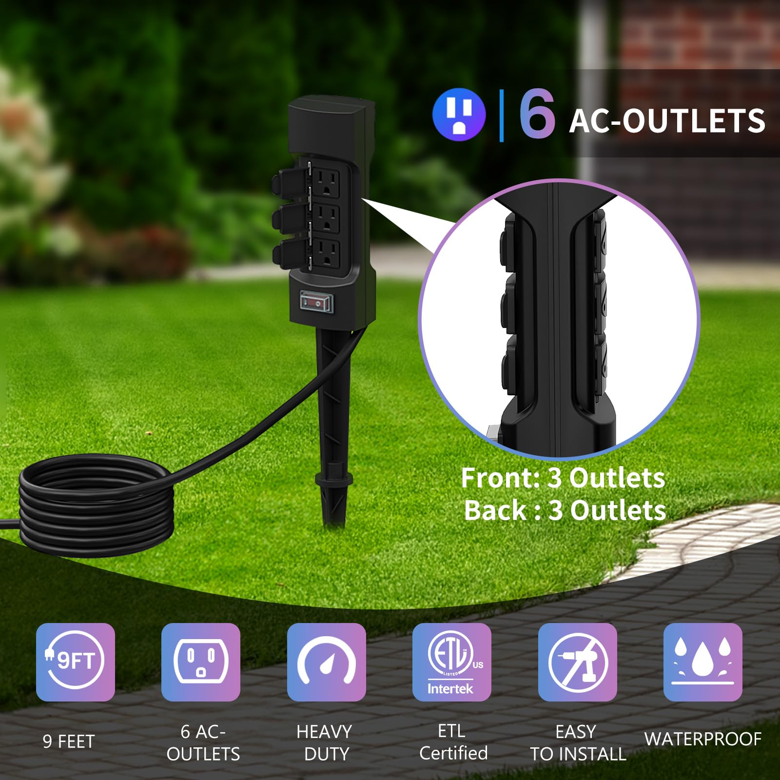 K KASONIC extension cord 9 ft SJTW for flexible outdoor use