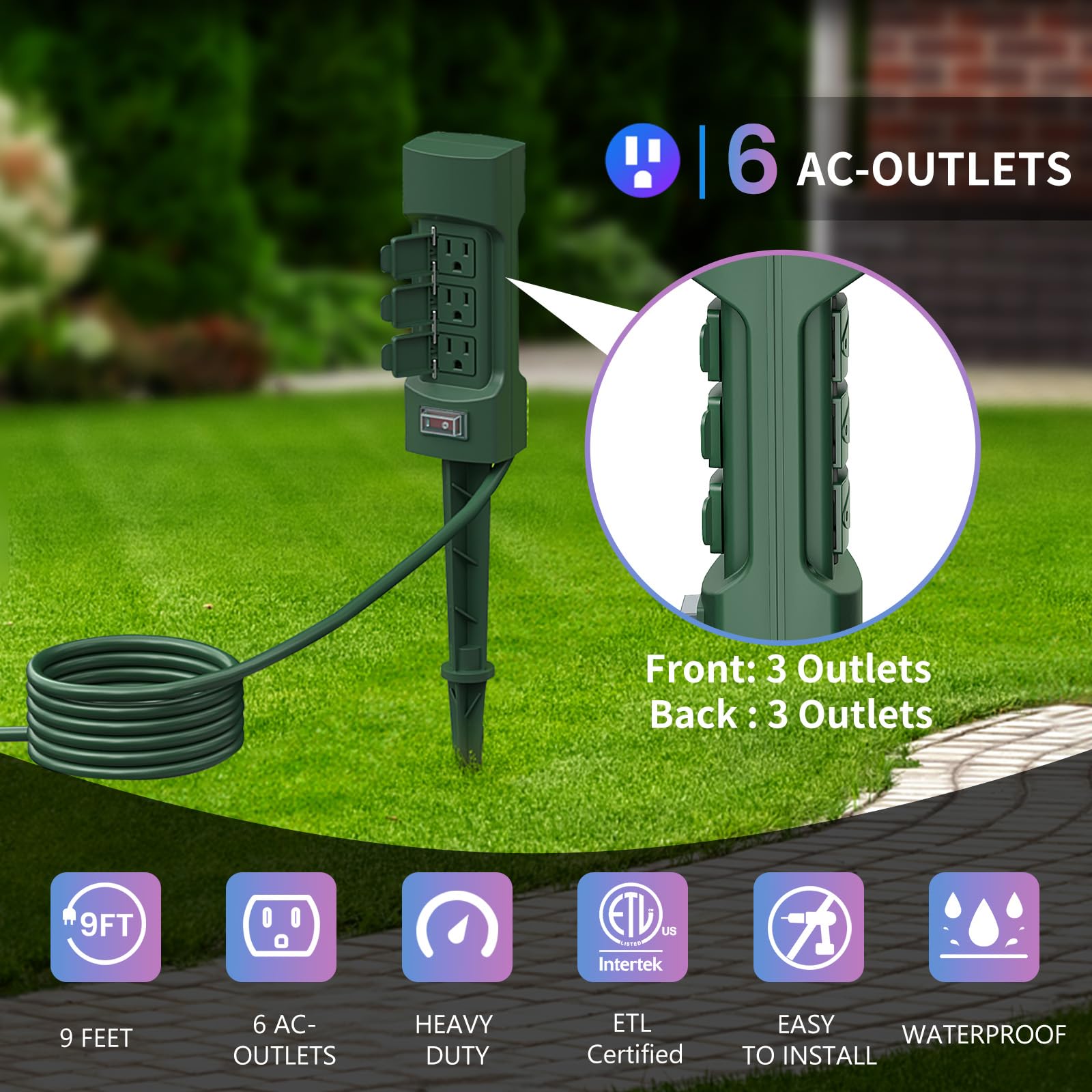 Close-up of K KASONIC outlets with weatherproof covers for outdoor use