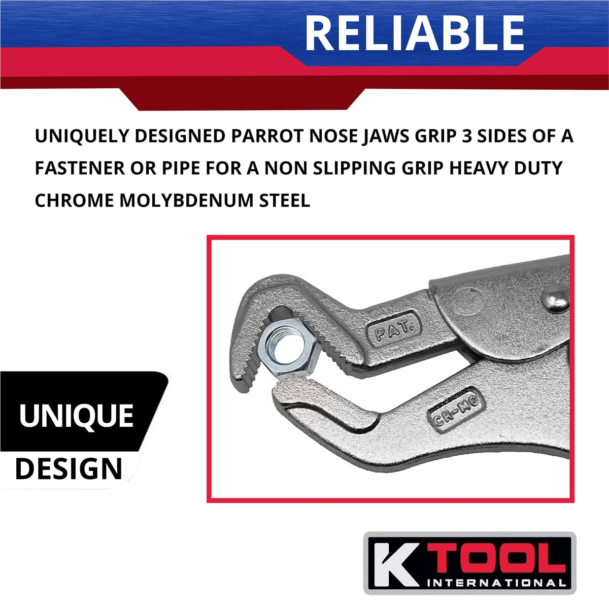 K Tool International heavy-duty pliers suitable for automotive and maintenance tasks.