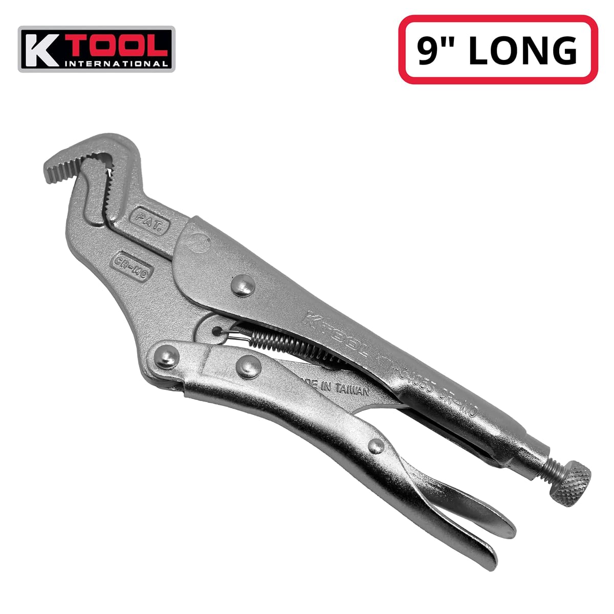 K Tool International parrot nose pliers close-up shows enhanced grip on pipes.