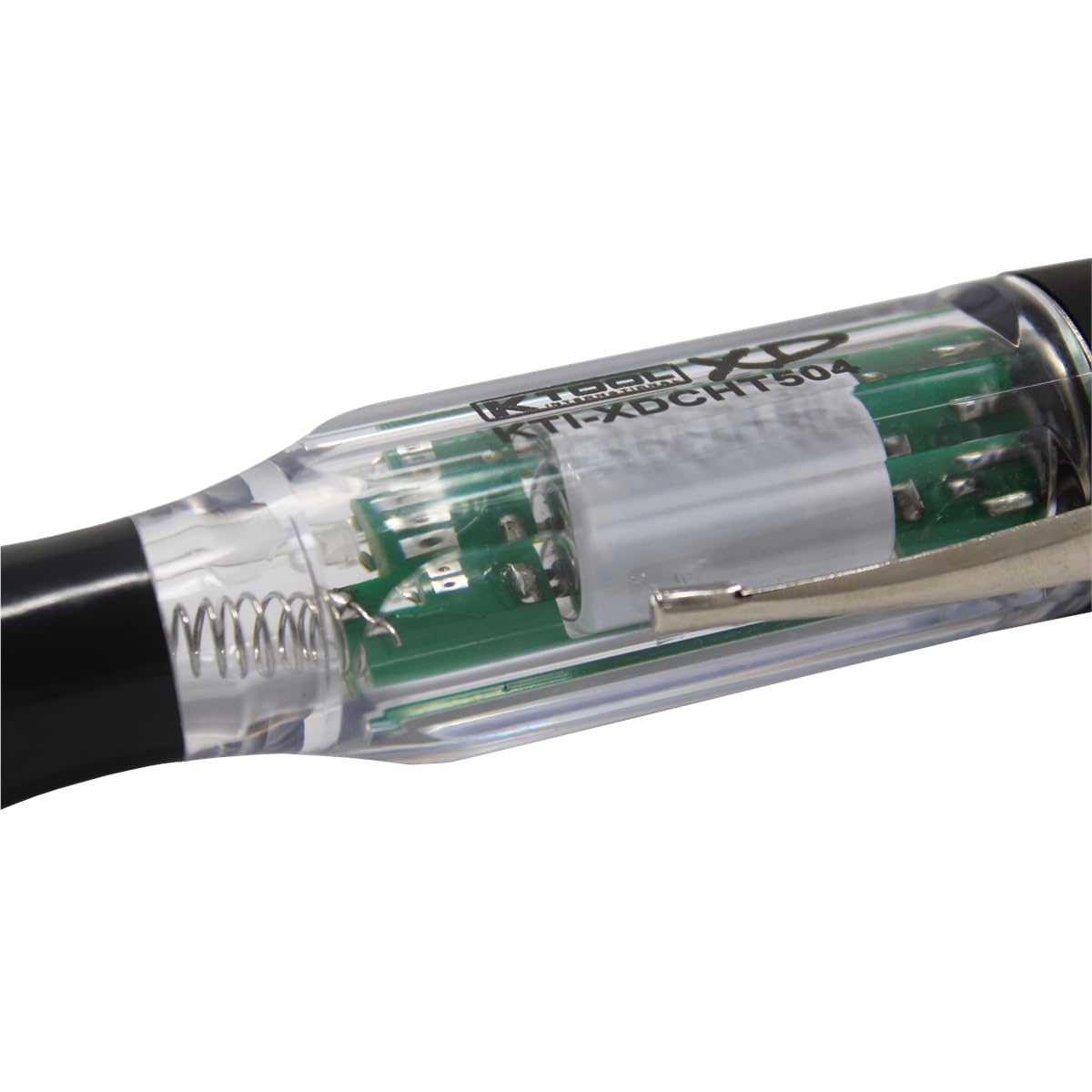 Compact handheld design with pocket clip ensures easy portability.
