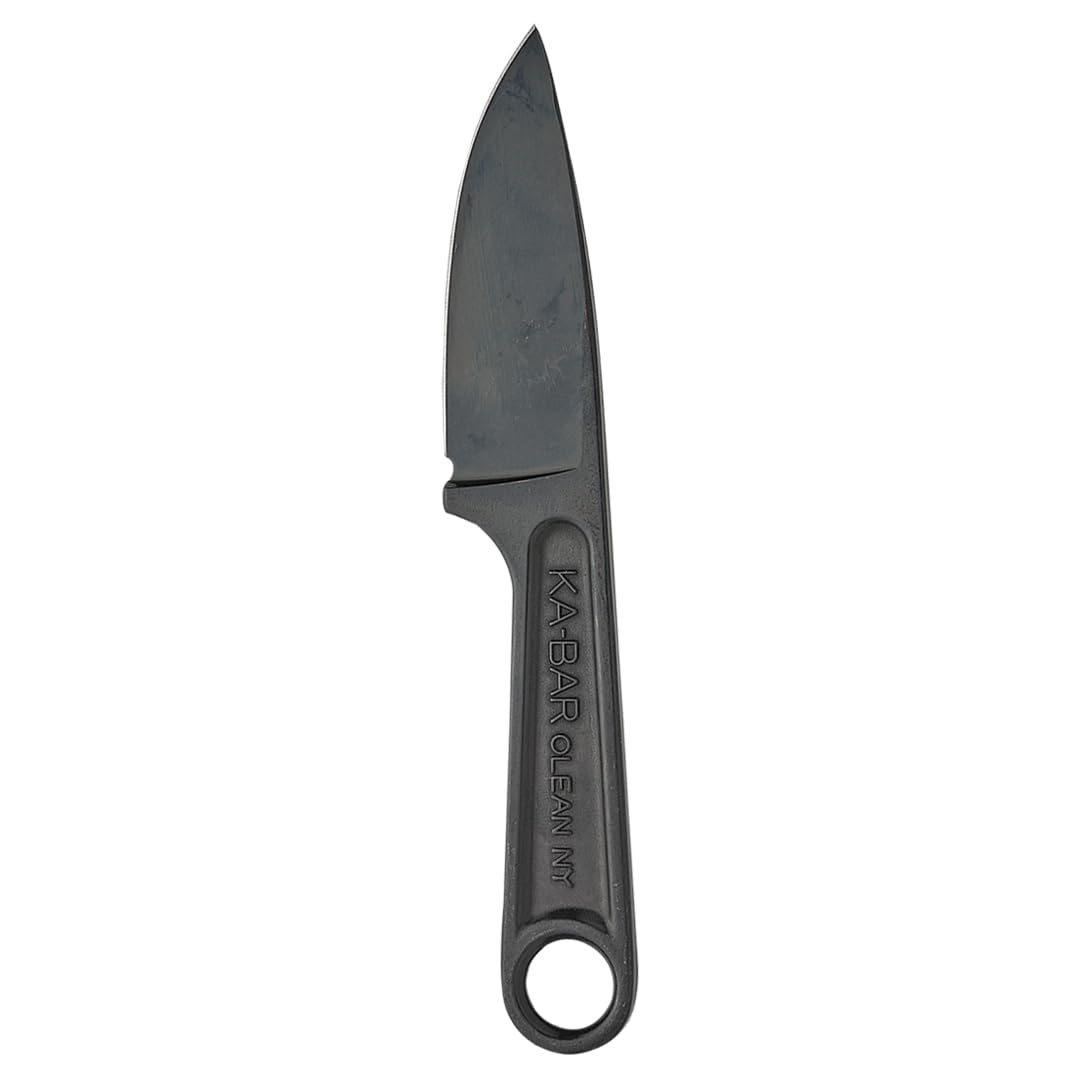 KA-BAR Blackout Forged Wrench Knife closeup highlights a durable blade with a unique forged texture.