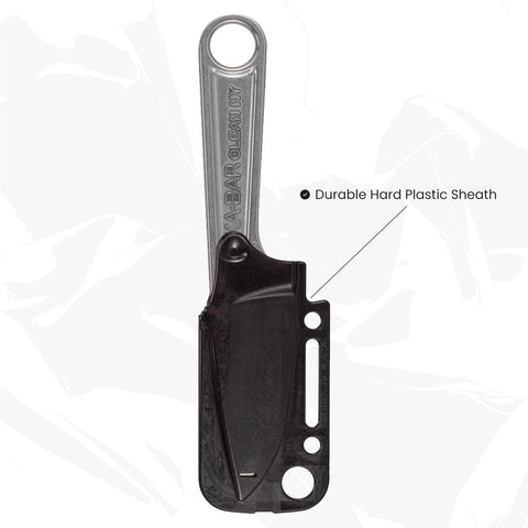 KA-BAR Wrench Fixed 3 in Blade Black close-up highlights forging detail.