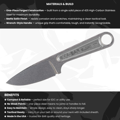 KA-BAR Wrench Fixed 3 in Blade Black in-hand grip for controlled cuts.