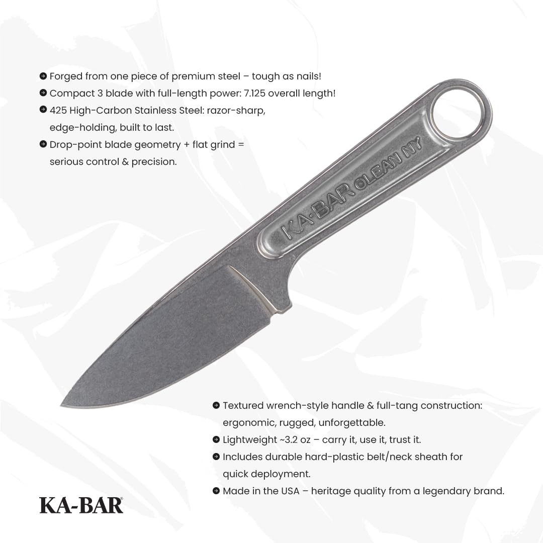 KA-BAR Wrench Fixed 3 in Blade Black outdoors use, versatile utility.