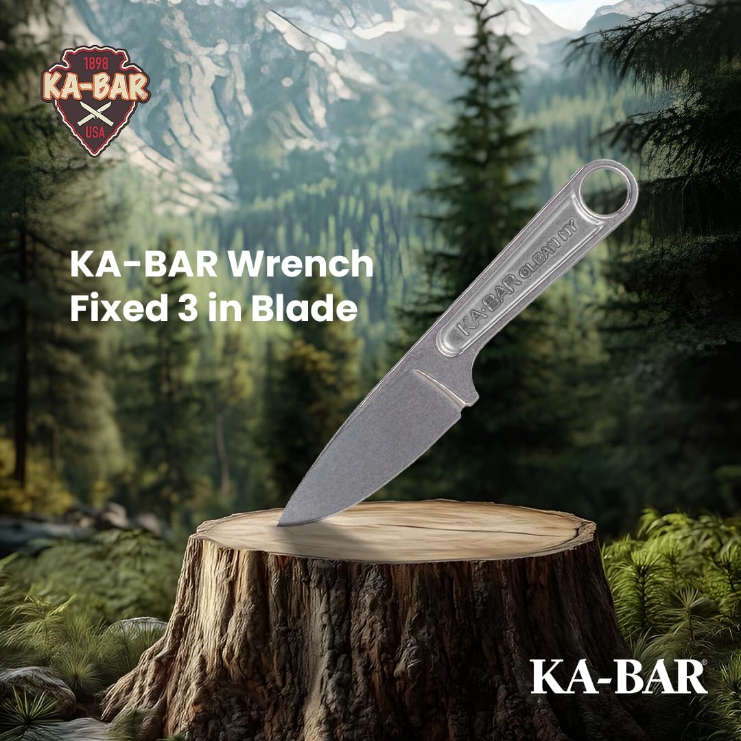 KA-BAR Wrench Fixed 3 in Blade Black packaged for rugged packing.