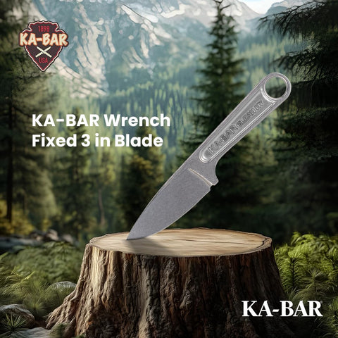 KA-BAR Wrench Fixed 3 in Blade Black packaged for rugged packing.