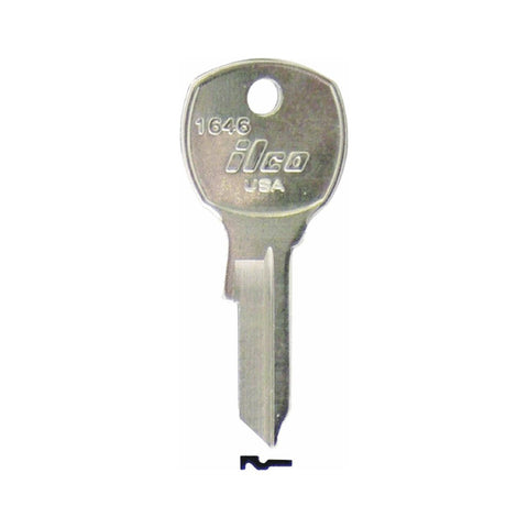Kaba Ilco 1646 National mailbox key blank with brass finish, ideal for bulk locksmith stocking.