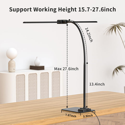Gooseneck lamp ready for dual monitors and larger study spaces.