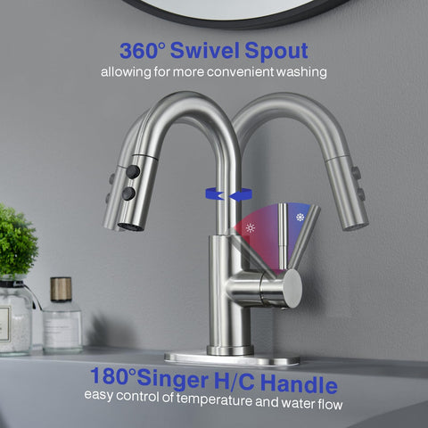 Kablle 1- or 3-hole mount fits many sink setups.