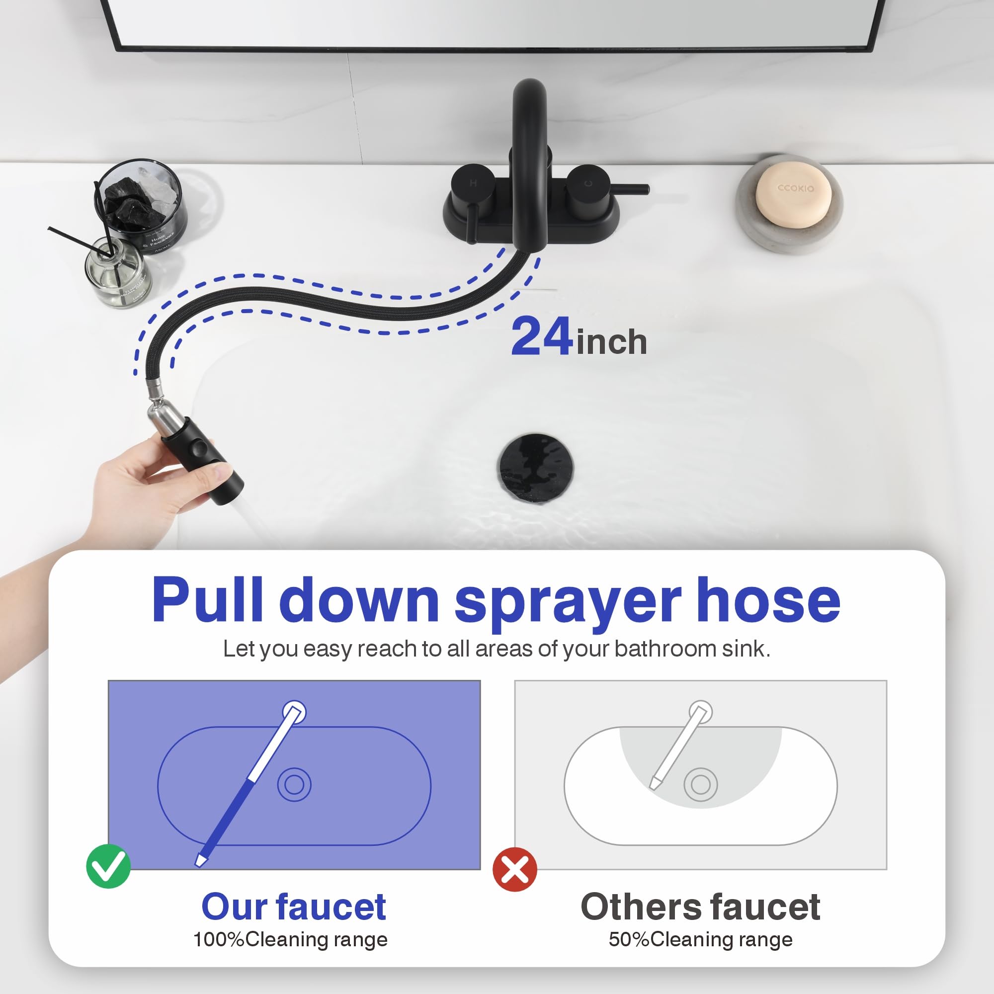 Kablle pop-up drain with overflow prevents debris clogs