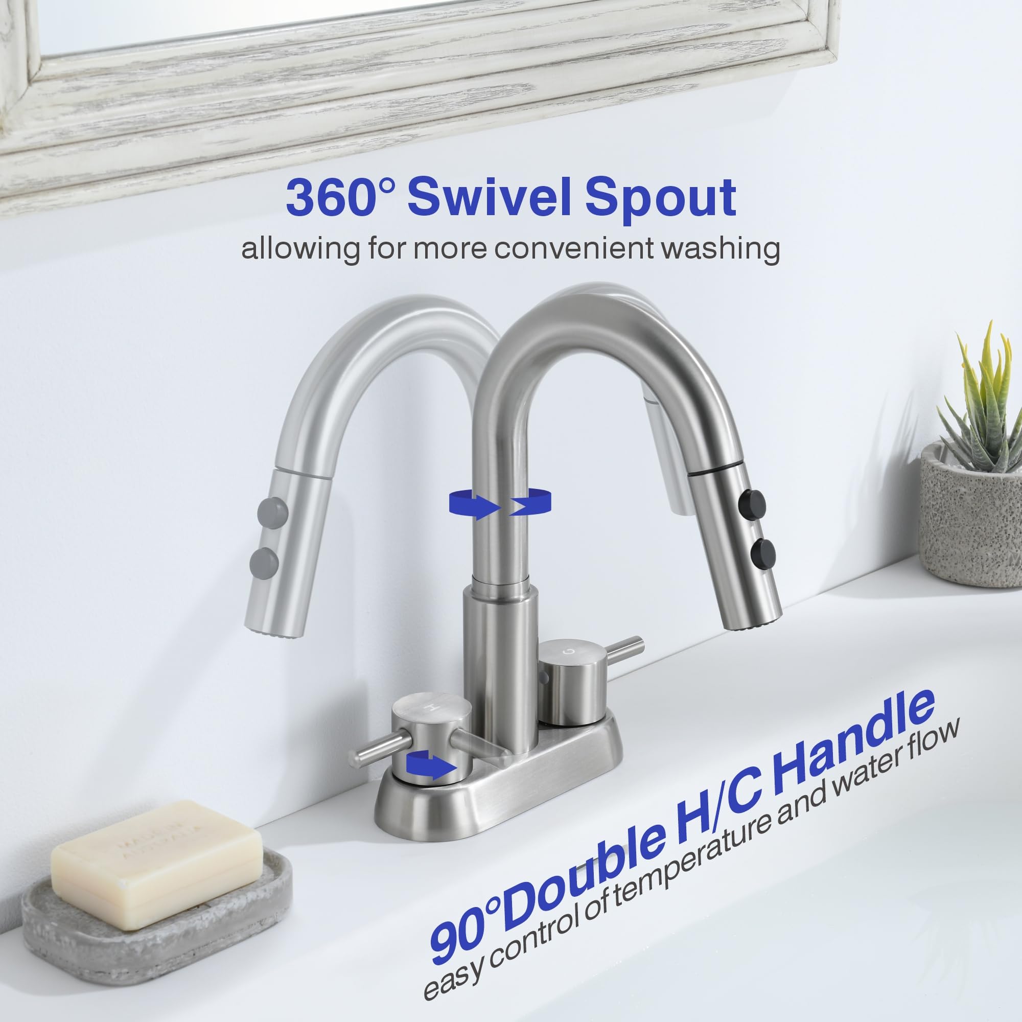 Kablle 4-inch centerset design fits standard sinks for quick replacement.