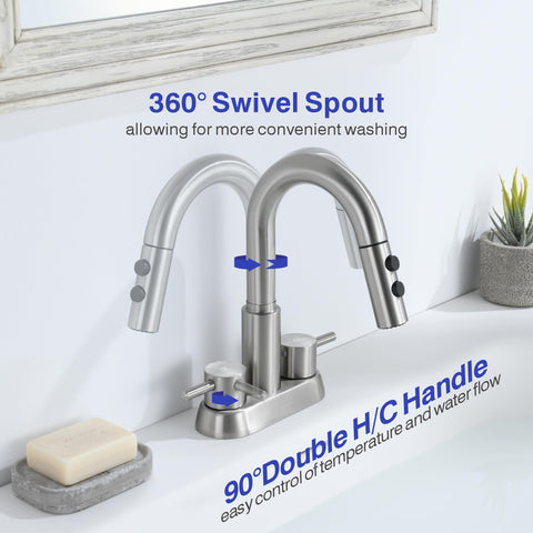 Kablle 4-inch centerset design fits standard sinks for quick replacement.