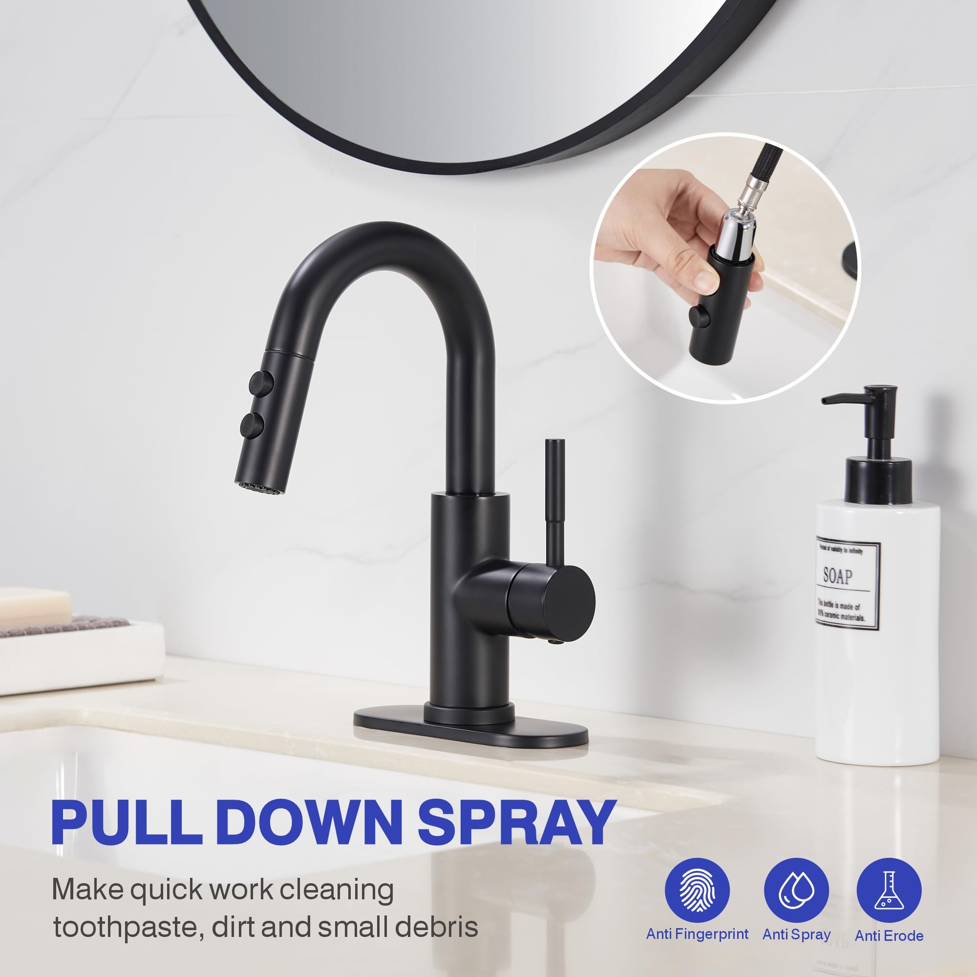 Kablle faucet matte black finish offers easy cleaning and modern style