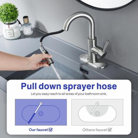 Kablle pop-up drain with overflow prevents clogs and debris.
