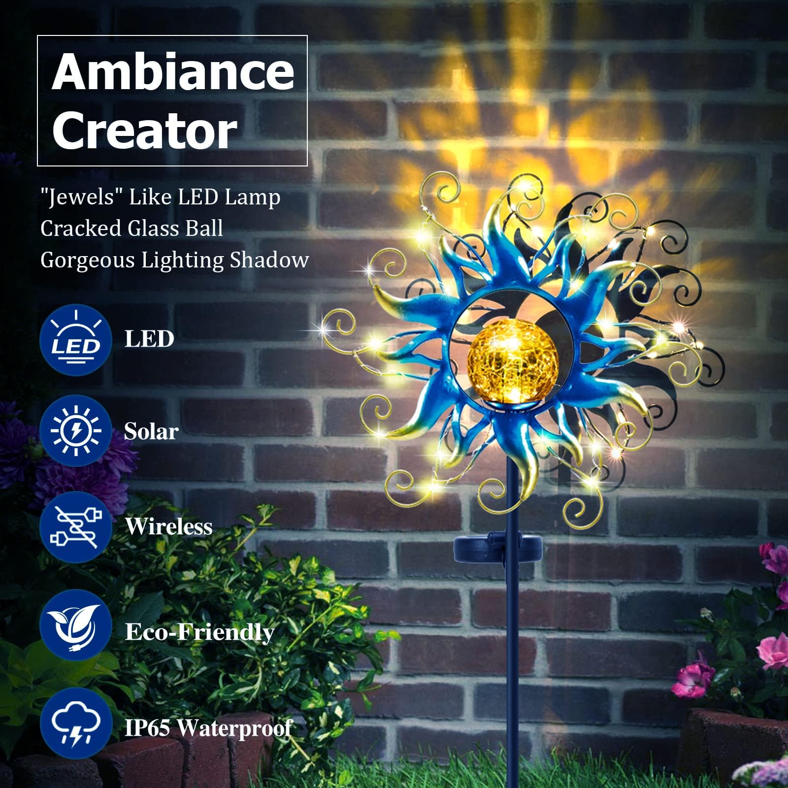 Kacux rust-resistant metal and glass globe for durable outdoor decoration.