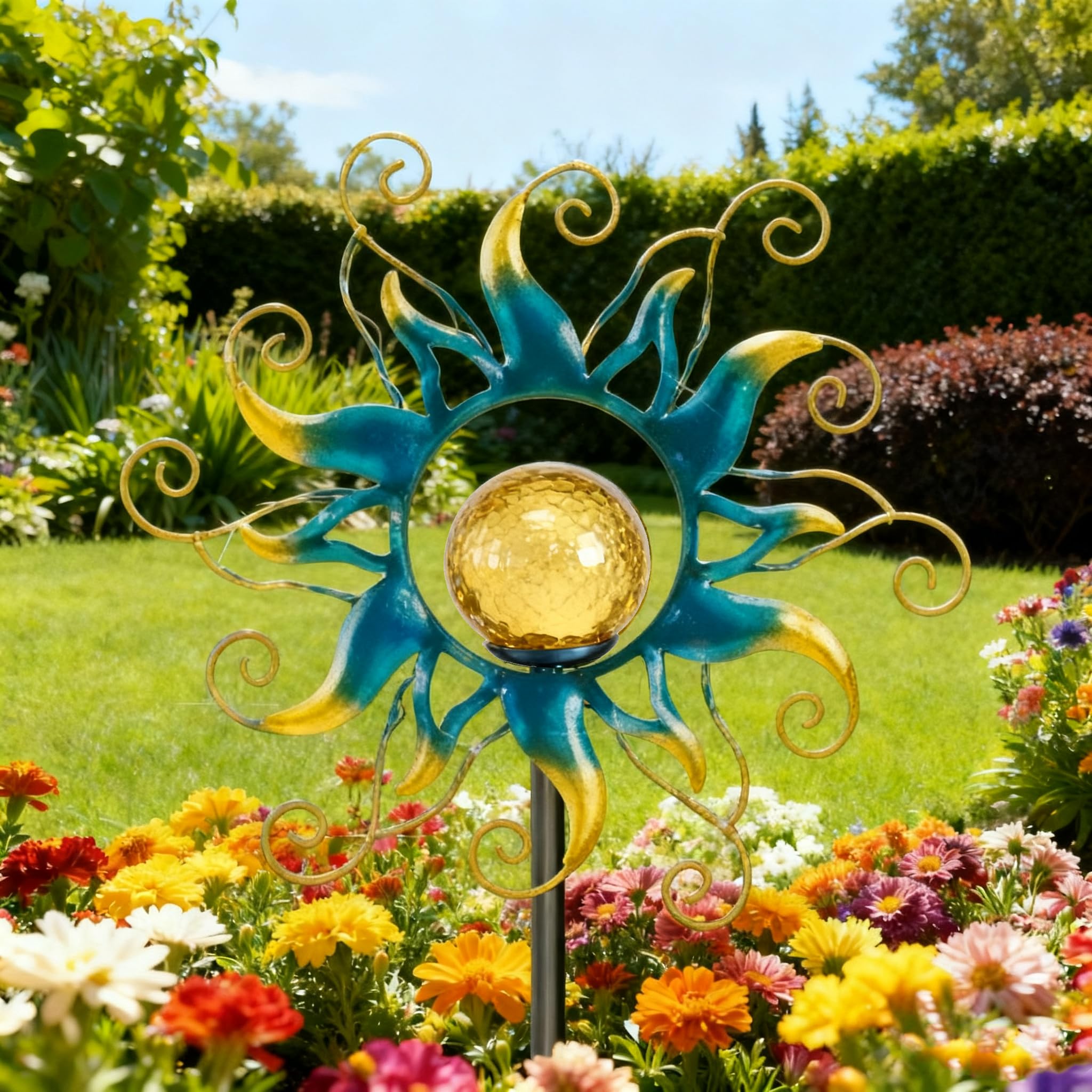 Kacux easy ground stake installation for quick garden ambiance.
