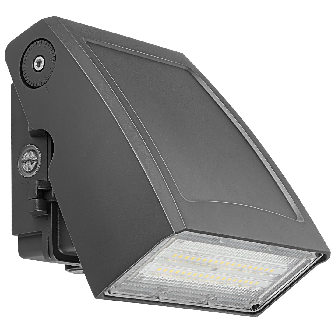 Kadision 30W wall pack light front view showing compact outdoor design and bright perimeter illumination.