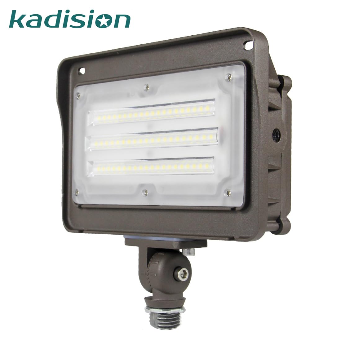 Kadision 5000K daylight flood light delivers clear outdoor visibility.