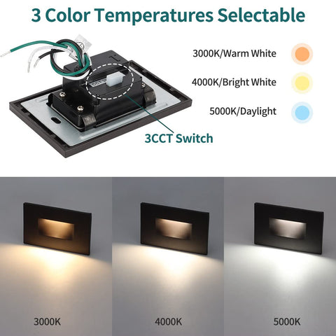 Kadision 3CCT switch LED step light with three color options for ambiance.