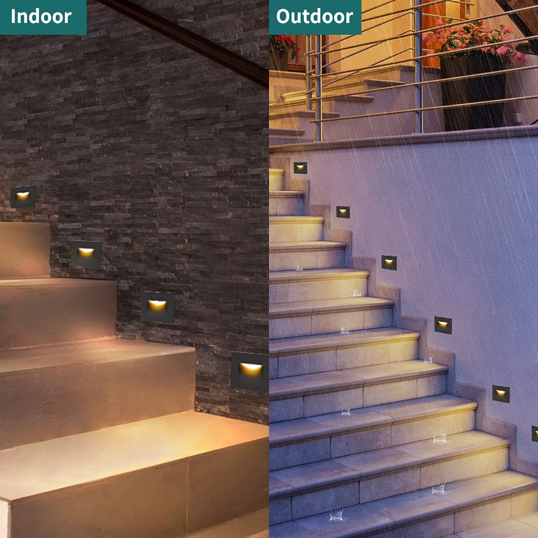 Kadision 4-pack provides consistent stair illumination for indoor and outdoor areas.