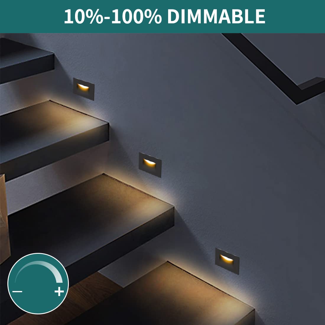 Kadision dimmable step light compatible with triac dimmers for adjustable brightness.