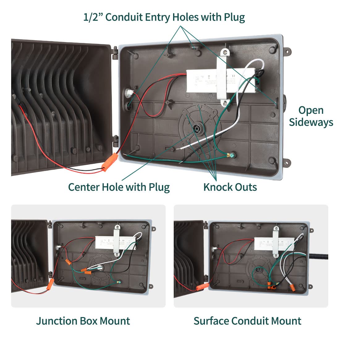 Kadision wall pack features corrosion-resistant aluminum housing.
