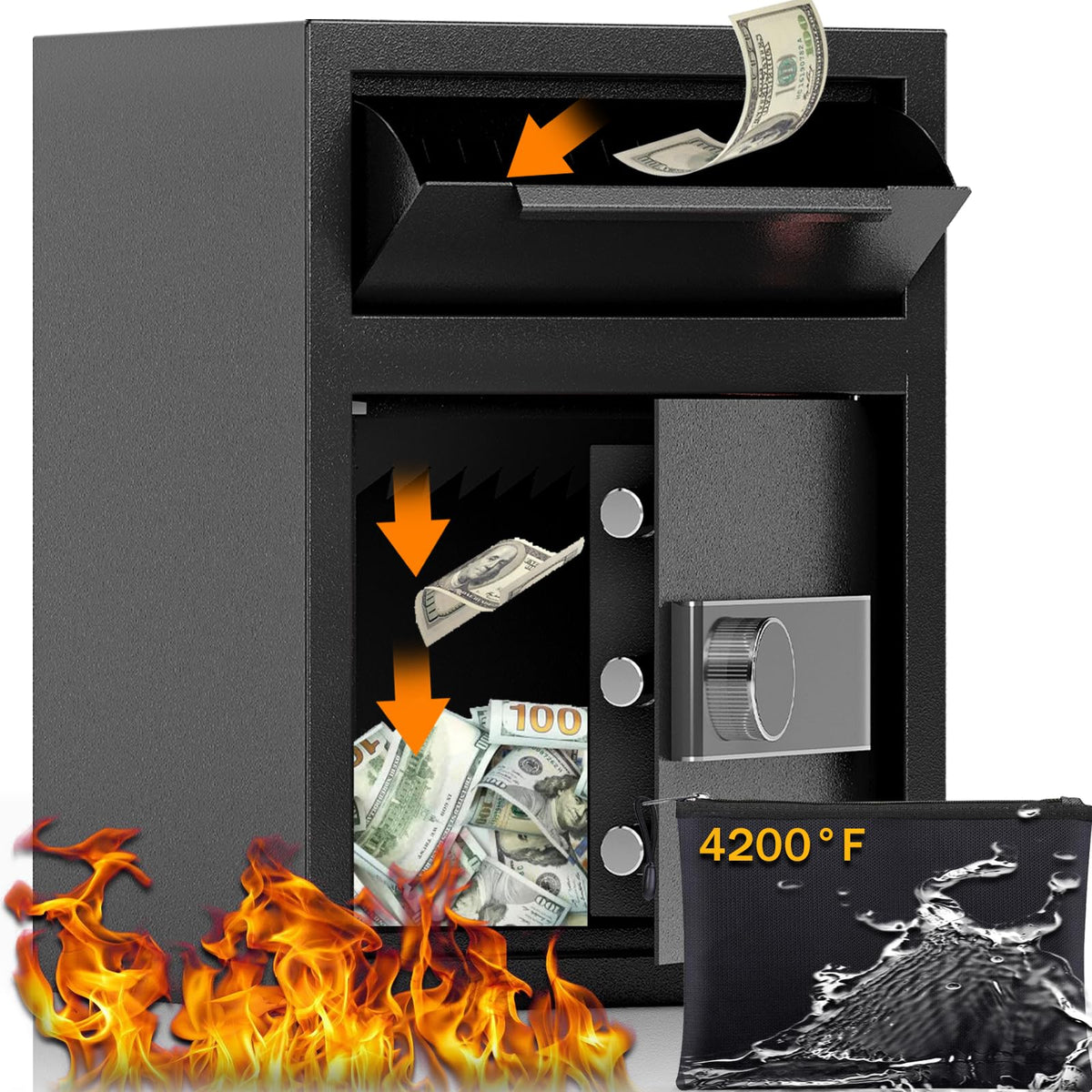 KAER 2.0 CUB depository front view with secure drop slot for quick deposits.