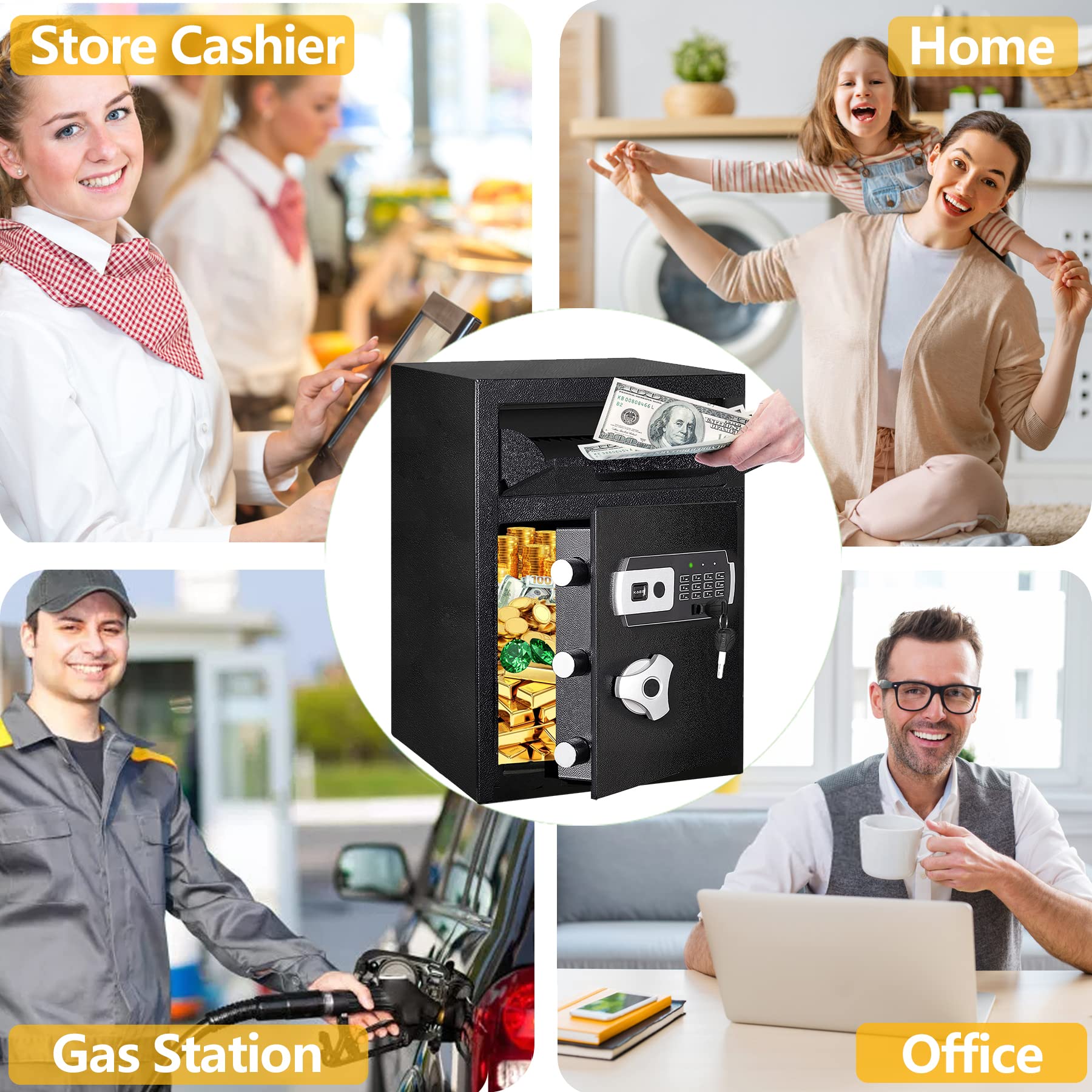 KAER spacious interior accommodates cash slips and documents