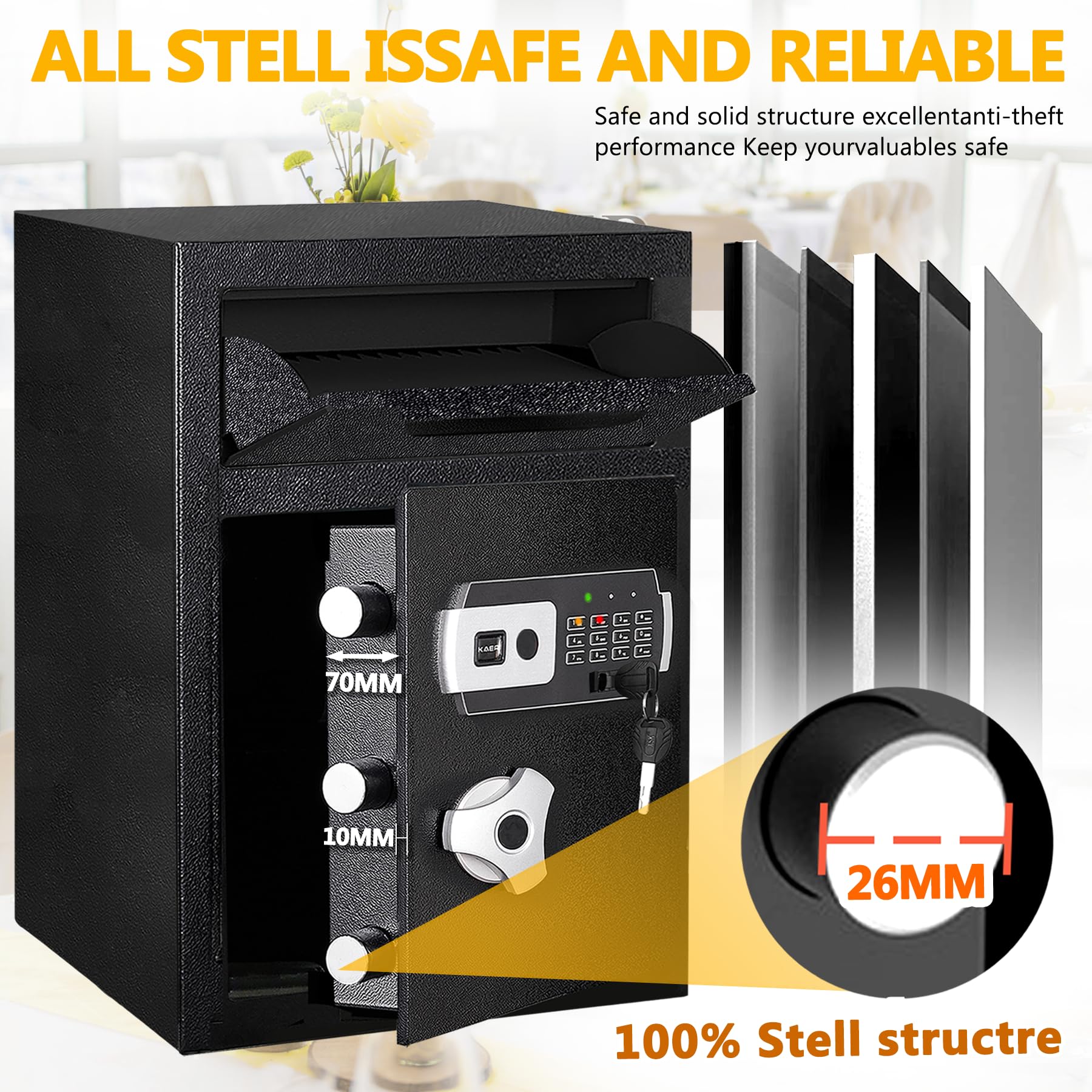 KAER wall-mountable depository safe for discreet placement