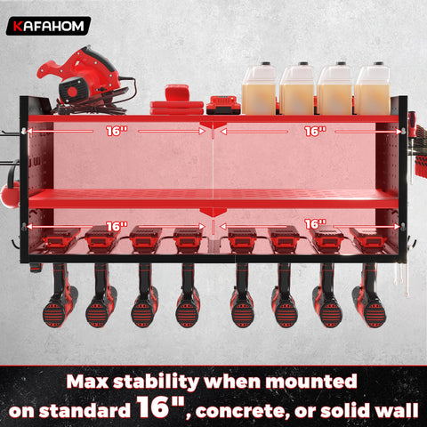 Heavy-duty KAFAHOM metal shelf supports garage tool organization